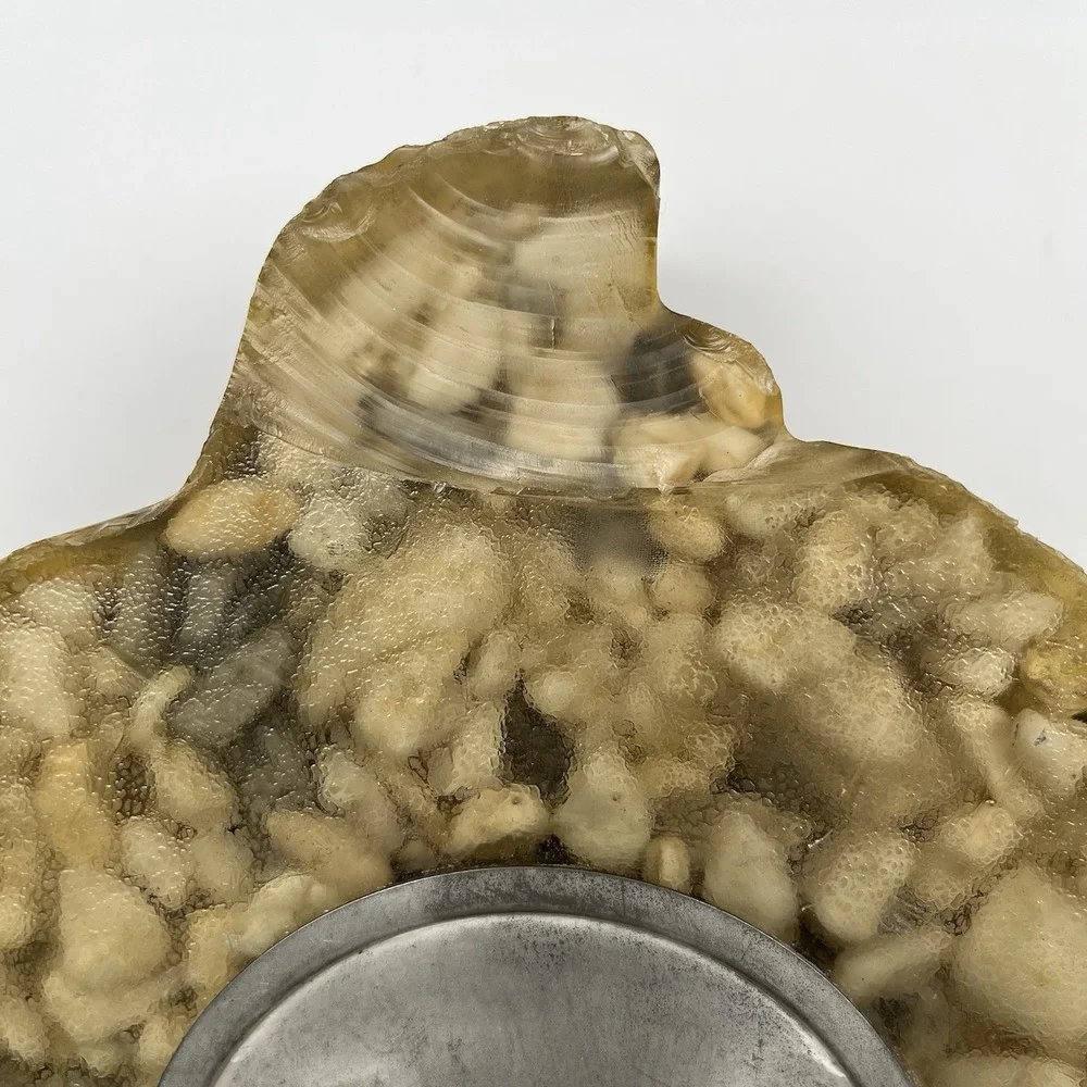 Vtg MCM Lanshire‎ Resin Embossed Rock Vomit Mantle Clock WORKS - FLAWS - AS IS